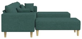 Szövet kanapé párnával 3 pcs Sötétzöld 208 cm szövet