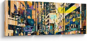Kép - Festett absztrakció (órával) (90x30 cm)