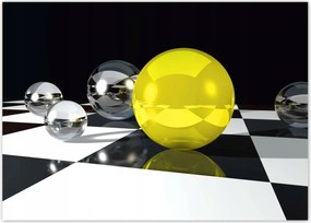 Poszterek 70x50 Sárga gömb a sakktáblán