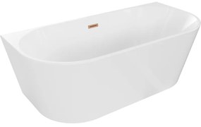 Mexen Oval, szabadon álló fali kád 140 x 75 cm, fehér, réz túlfolyó, 52671407500-65