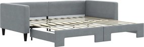 vidaXL világosszürke kihúzható szövet heverő 100 x 200 cm