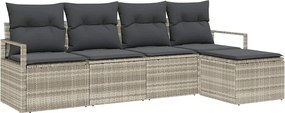 vidaXL Kanapé Szett párnával 5 pcs Világosszürke polirattan