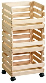 Kesper 69581 Kerekes zöldség- és gyümölcstartó,fenyőfa, 80 x 37 x 30 cm