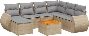 vidaXL 8 részes bézs polyrattan kerti ülőgarnitúra párnával