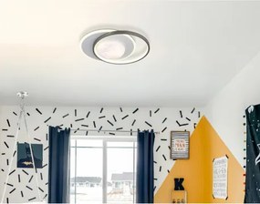 Globo 41785 Mennyezeti lámpa, fém matt fekete, alumínium szürke csiszolt, akril fehér, műanyag fehér, szilikon fehér, HxSzxM: 369x300x83mm, tartozék: LED 30W 230V, 3900lm forrás, 2200lm kimenet, 4000K
