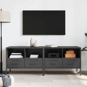 2 db fekete acél TV-szekrény 68 x 39 x 50,5 cm