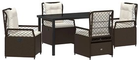 vidaXL Kert étkező szett 5 pcs Barna polirattan