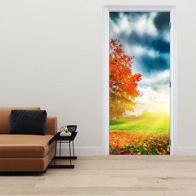 Fotótapéta ajtóra - Napfényben fürdő táj (95x205cm)