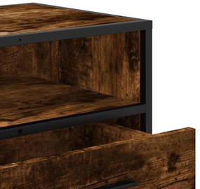 füstös tölgy színű szerelt fa és fém TV-szekrény 100x34,5x40 cm