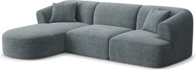 Sötétszürke kordbársony sarokkanapé (bal oldali-heverő résszel) Campi – Cosmopolitan Design