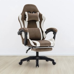 Irodai/gamer szék, barna/fehér, HOSPO