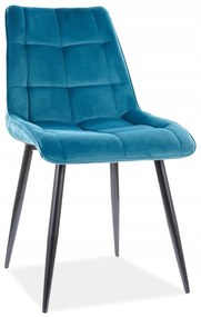 CHIC szék Türkizkék (Bluvel 85 szövet) - modern, kárpitozott, bársony, nappaliba, étkezőbe
