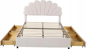 Kárpitozott ágy 140 x 200 cm Franciaágy Bársony Bézs 4 fiók