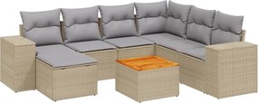 vidaXL 8 részes bézs polyrattan kerti ülőgarnitúra párnával