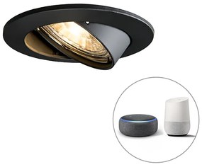 Okos beépített reflektor fekete dönthető, Wifi-vel, GU10 - Edu