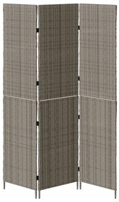 Szobaelválasztó 3 paneles Összecsukható Szürke 147x180 cm Poly Rattan
