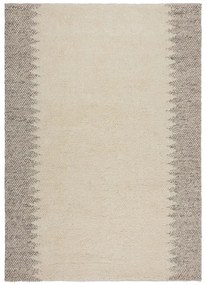 Krémszínű kézi szövésű gyapjúkeverék szőnyeg 80x150 cm Minerals Border – Flair Rugs