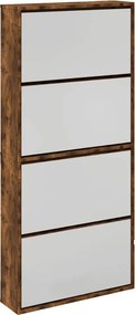 vidaXL füstös tölgy 4 szintes cipőszekrény tükörrel 63 x 17 x 134 cm
