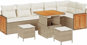 vidaXL Kerti Kanapé Szett párnával 11 pcs Beige és krém polirattan
