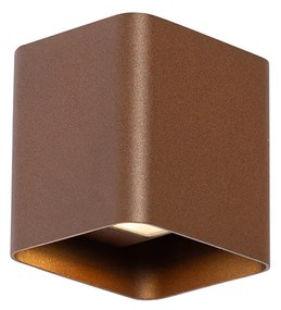 Modern fali lámpa rozsdabarna LED-del, IP54 négyzet alakú - Evi
