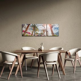 Kép - pálmafák úszómedencével (órával) (90x30 cm)