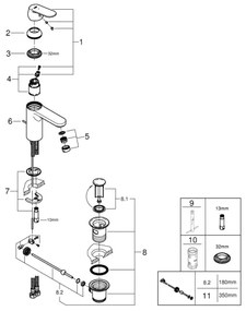 GROHE 2339600E -mosdócsaptelep EUROSMART COSMOPOLITAN DN 15 méret M króm