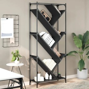 fekete szerelt fa és fém könyvszekrény 79 x 30 x 180 cm
