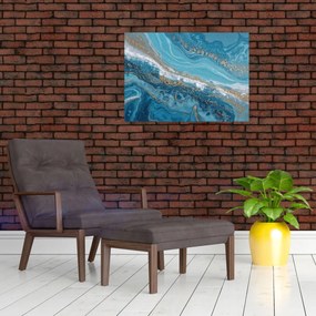Üveg kép - Világoskék márvány arannyal I. (70x50 cm)