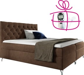Boxspring ágy, 200x200, barna Velvet szövet, GULIETTE + ajándék
