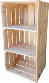 Fa Rendező 2 Polccal, Természetes Fa Doboz, 75x40x30 cm