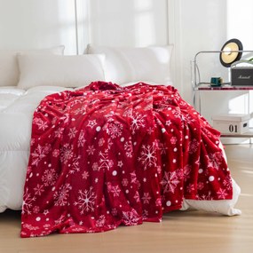 Piros karácsonyi mikroplüss pléd SNOWFALL Méret: 200 x 220 cm