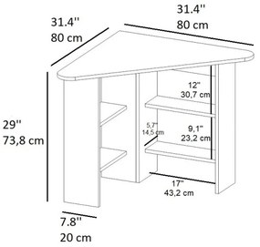 Munkaasztal CORNER 73,8x80 cm zafír tölgy