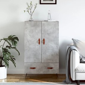 betonszürke szerelt fa magasszekrény 69,5 x 31 x 115 cm
