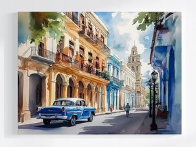 Vászonkép Canvas Város Kuba Havanna Utca Régi Autó 100x75
