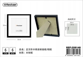 Fa képkeret Négyzet alakú fekete-fehér 30x30 cm