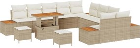 vidaXL Kerti Kanapé Szett párnával tárolóval 13 pcs Bézs Poli rattan