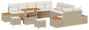 vidaXL Kerti Kanapé Szett párnával tárolóval 13 pcs Bézs Poli rattan