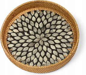 Dekorációs Tálca Kerek Tálaló Patera Rattan Fonott 30cm