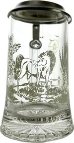 Söröspohár, fél literes, 0,4 l-es, fém fedéllel, fehér