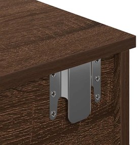 barna tölgy szerelt fa falipolc fiókokkal 100 x 37,5 x 19 cm