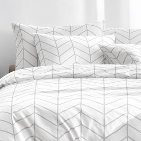 Goldea pamut ágyneműhuzat - szürke cikkcakk fehéren 140 x 200 és 70 x 90 cm