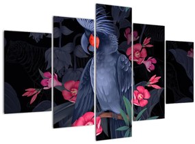 Kép - papagáj a virágok között (150x105 cm)