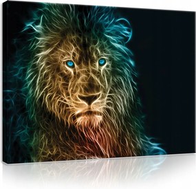 Vászonkép 70x50 Oroszlán fraktál neon ragyogás energia erő vad absztrakt művészet