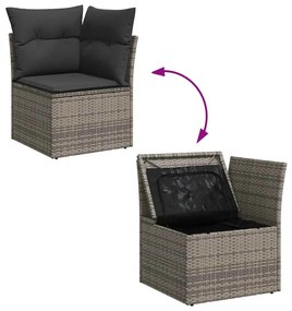 vidaXL 9 részes szürke polyrattan akácfa kerti ülőgarnitúra párnákkal
