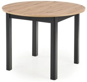 Asztal Houston 961Artisan tölgy, Fekete, 76cm, Hosszabbíthatóság, Közepes sűrűségű farostlemez, Természetes fa furnér, Közepes sűrűségű farostlemez