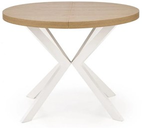 Asztal Houston 1495Arany tölgy, Fehér, 75cm, Hosszabbíthatóság, Laminált forgácslap, Fém