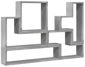 betonszürke szerelt fa fali polc 96x12x64 cm