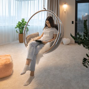 Függő fotel, átlátszó/arany/szürke, BUBBLE NEW TYP 1