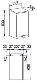 Mereo Mereo, Bino felső fürdőszobai szekrény, 63 cm, jobb, fehér, MER-CN666