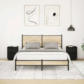 2 db fekete éjjeliszekrények LED világítással 38x34x50 cm